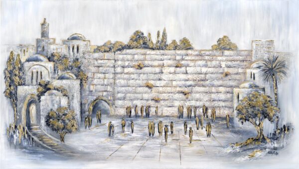 Jerusalem of Gold, White  & Navy painting