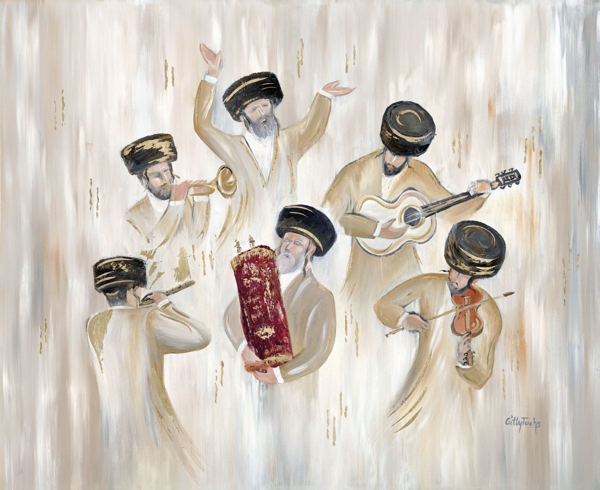 Hasidim Dance with Sefer Torah painting