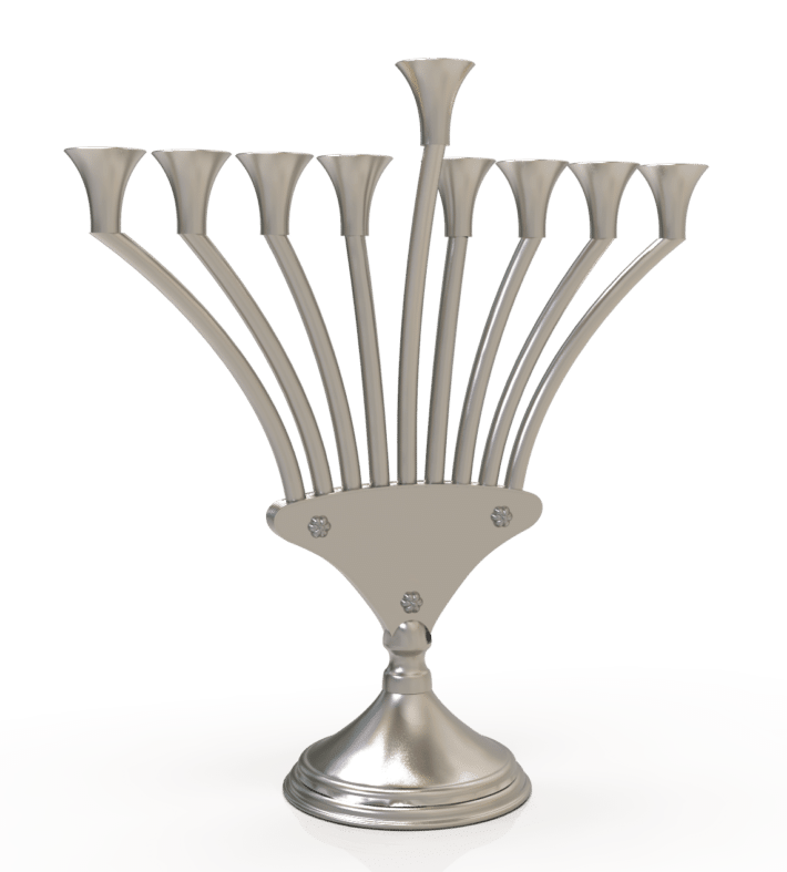 Modern V Shaped Stunning Sterling Silver Hanukkah Menorah