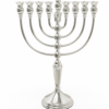 Sterling Silver Menorah with Crown Decoration Element