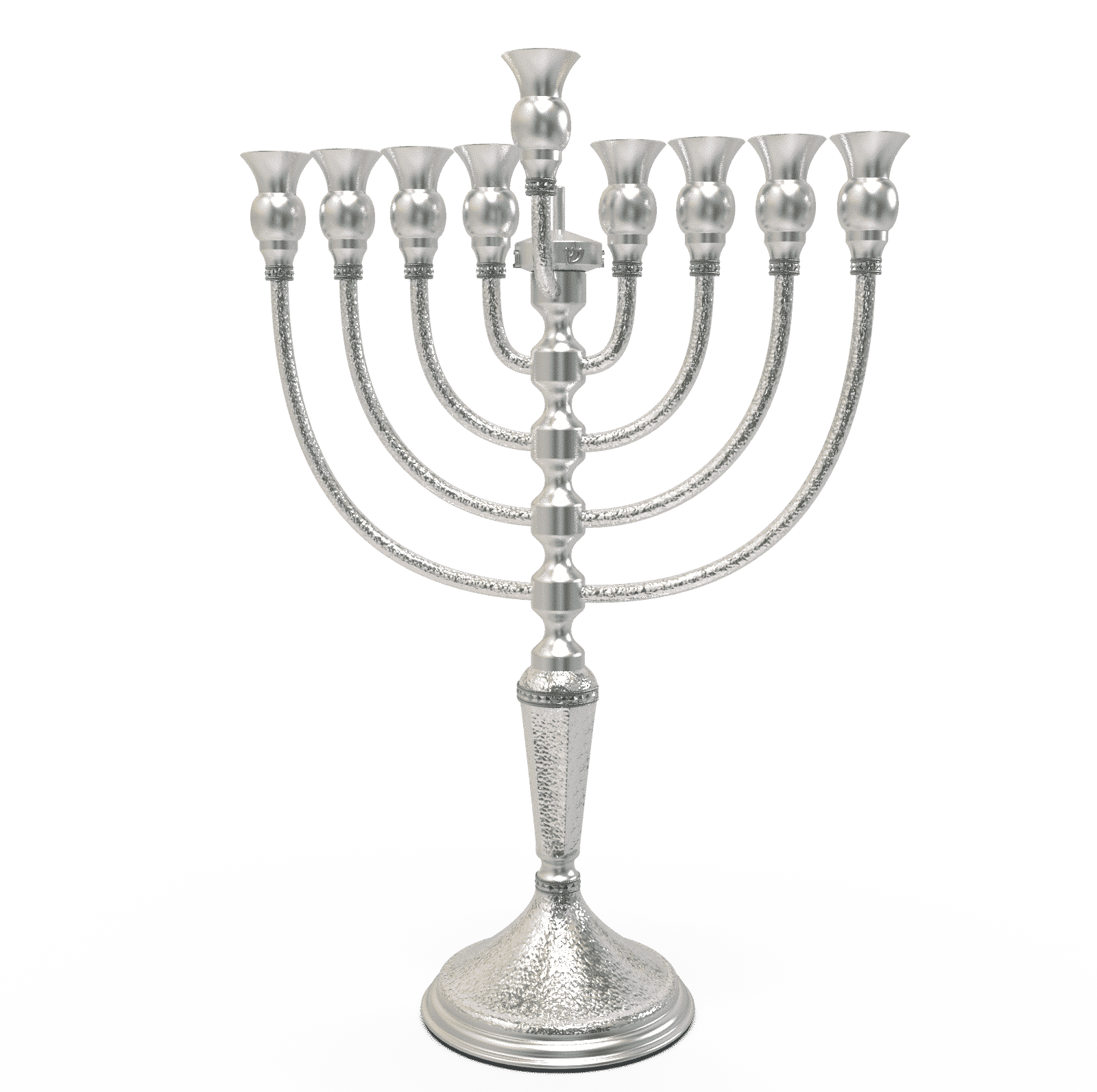 Traditional Silver Hanukkiah with Hammered Finish