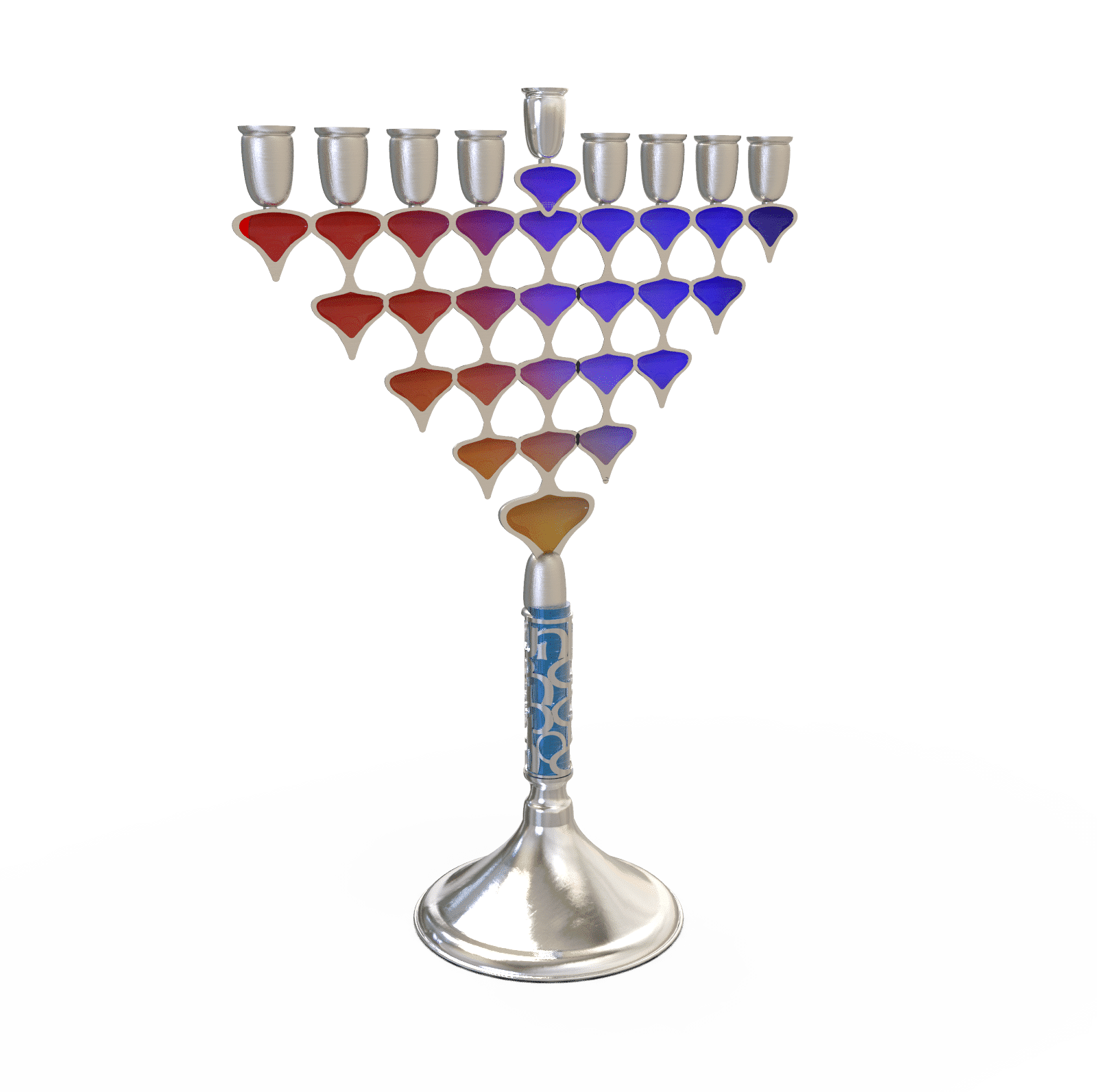 Two-Sided Enameled Colorful Menorah