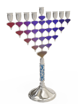 Two-Sided Enameled Colorful Menorah