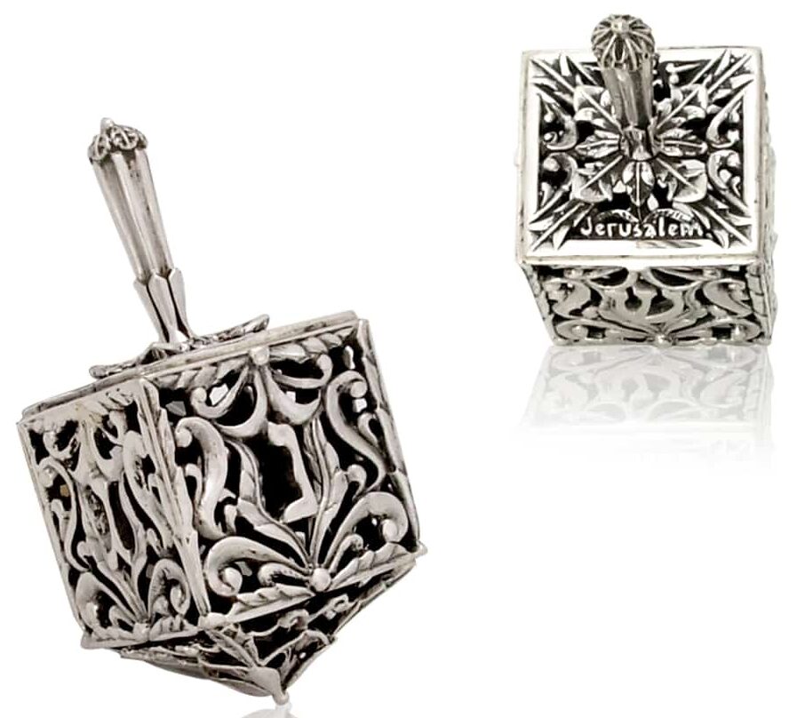 Traditional Dreidel Design Sterling Silver