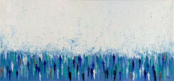 Original Pastel Abstract Painting of The Western Wall Pin Blue Colors