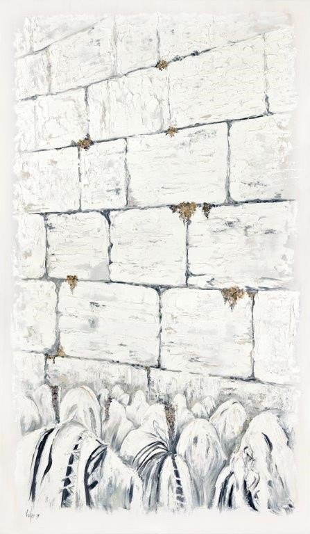 Meaningful Original Abstract Painting of The Western Wall Prayers (Kotel)