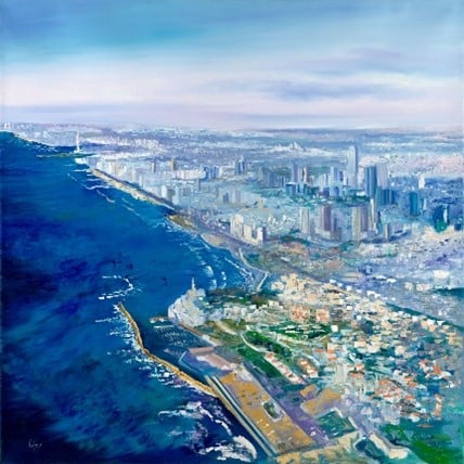 Magnificent & Colorful Original Oil Colors Painting of Tel Aviv Landscape