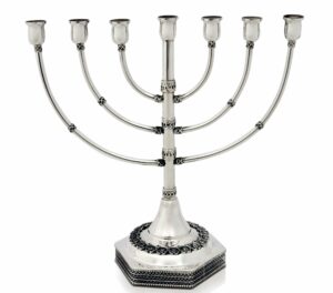 Seven Branches Menorah with Filigree Patterns