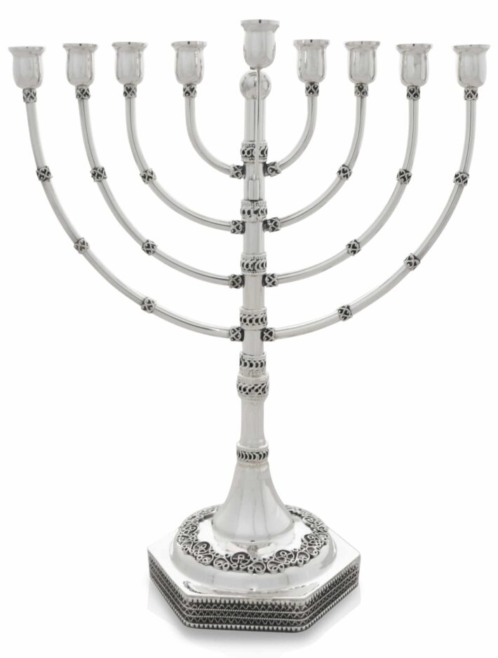 Traditional Menorah Crafted in Sterling Silver