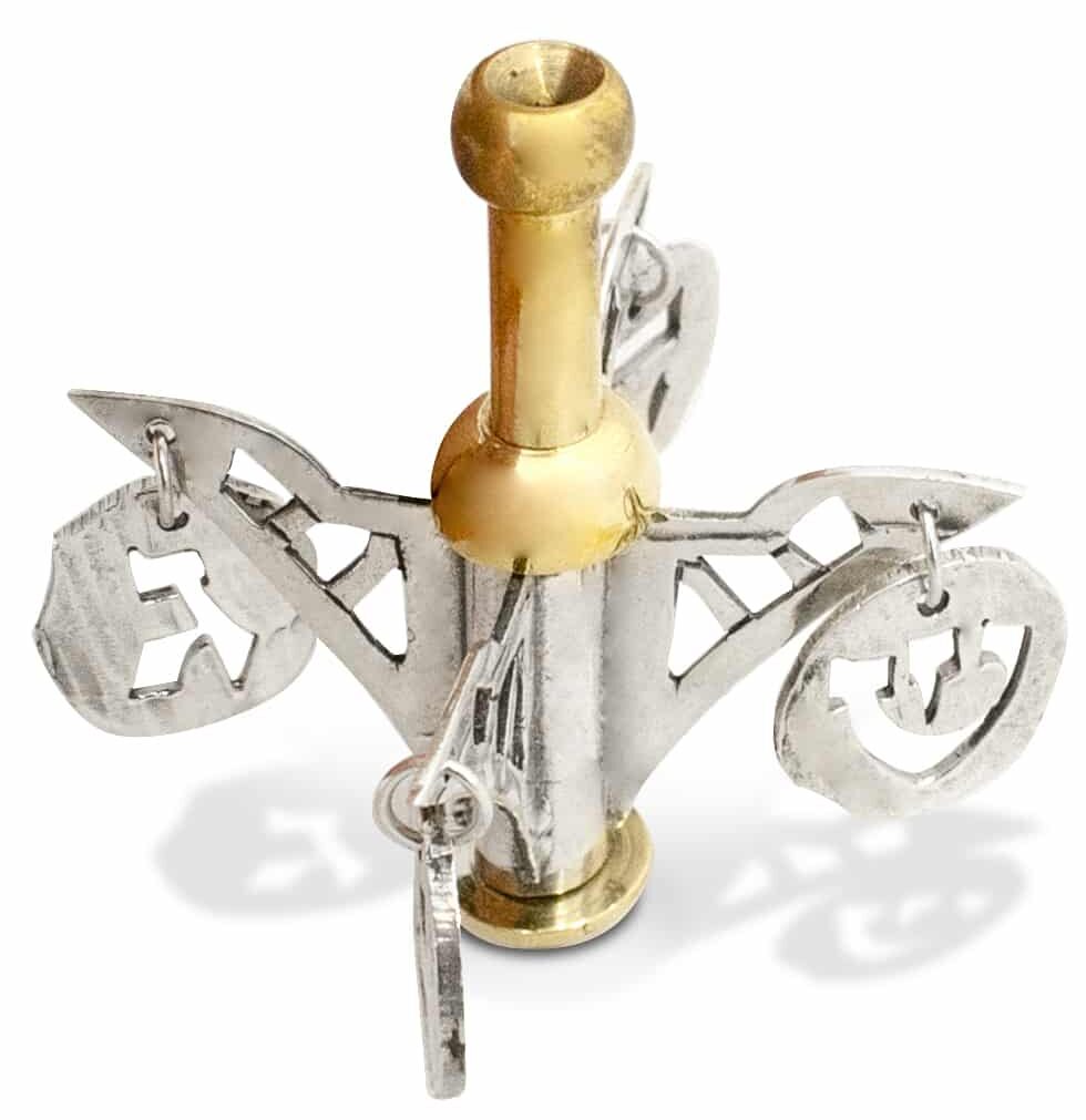 Hanukkah Dreidel Made of Sterling Silver & Brass