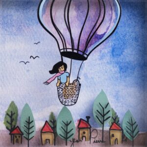 Beautiful Painting of The Girl in The Air Balloon