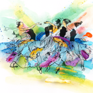 Dancing Ballerinas – Modern Colorful 3D Painting on Glass