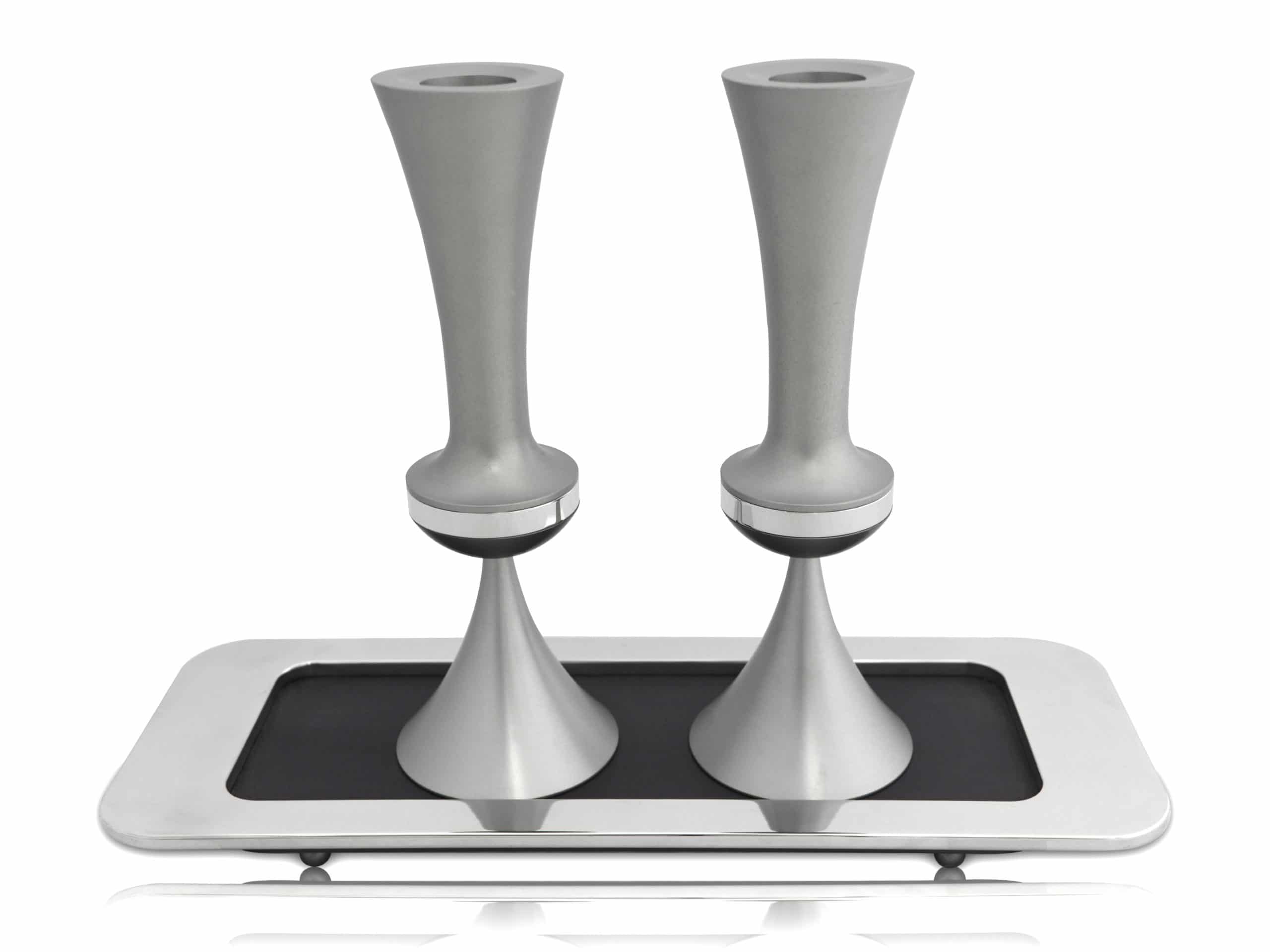 Colorful Aluminum Candlesticks with Matching Tray