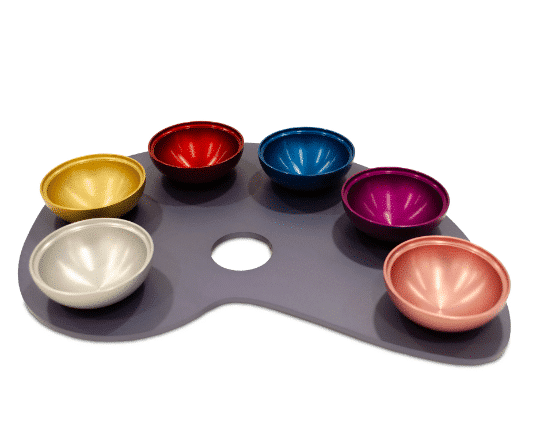 A Colorful Seder Plate Made of Anodized Aluminum