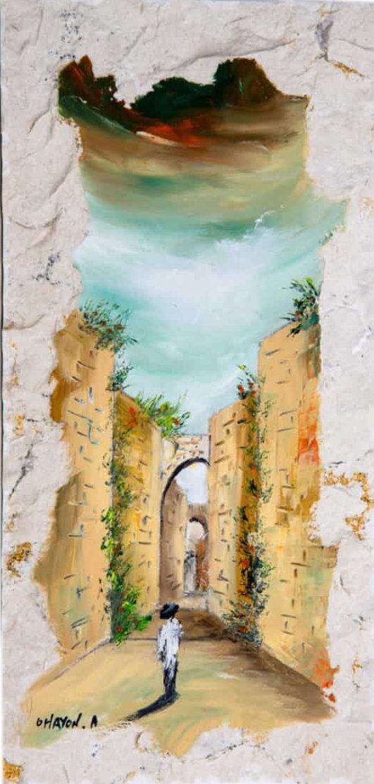 Jerusalem Old City Landscape Hasidic Jew Oil Painting