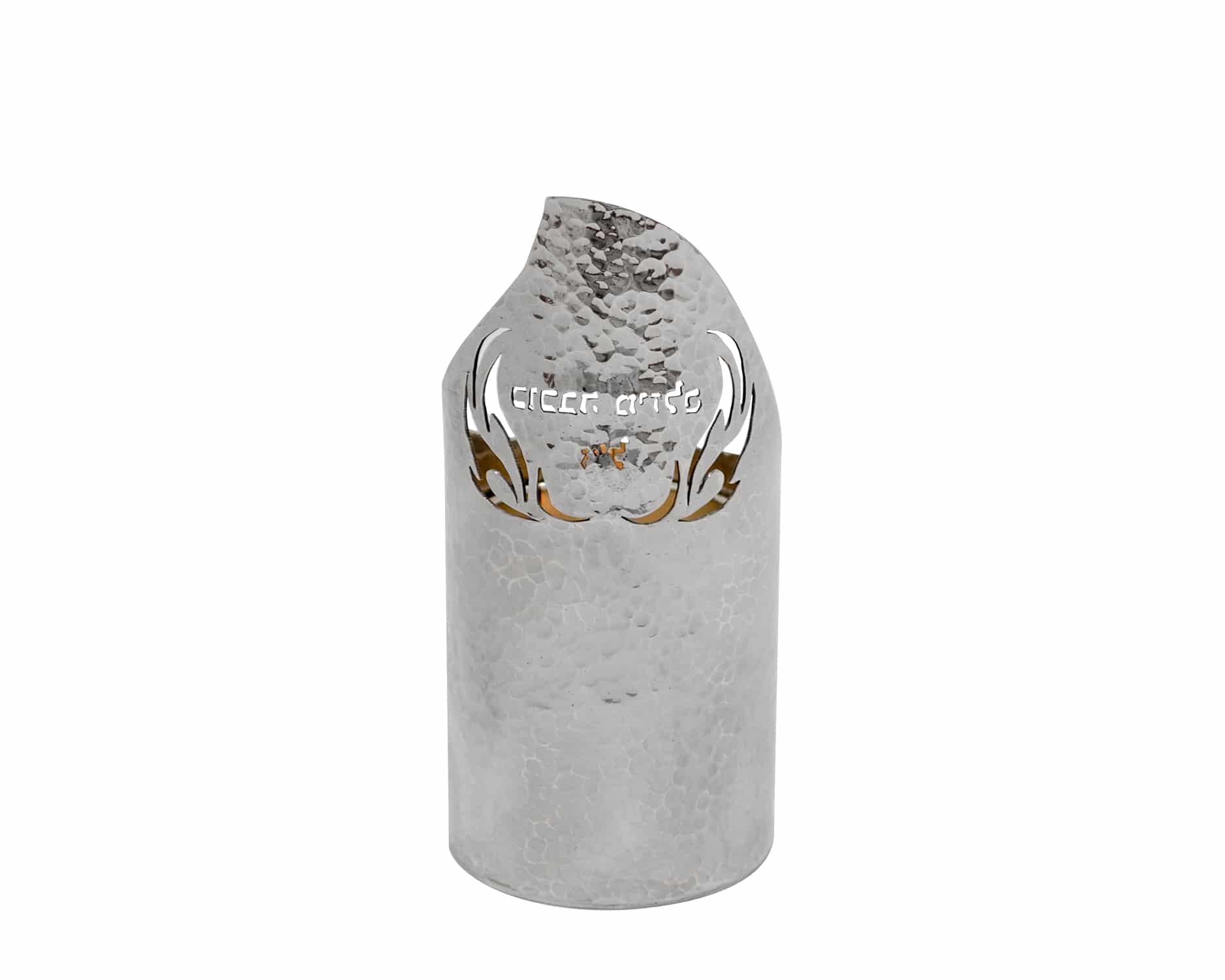 Custom Silver Hammered Memorial Candle Holder