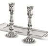 Silver Candlesticks with Natural Amethyst Stone