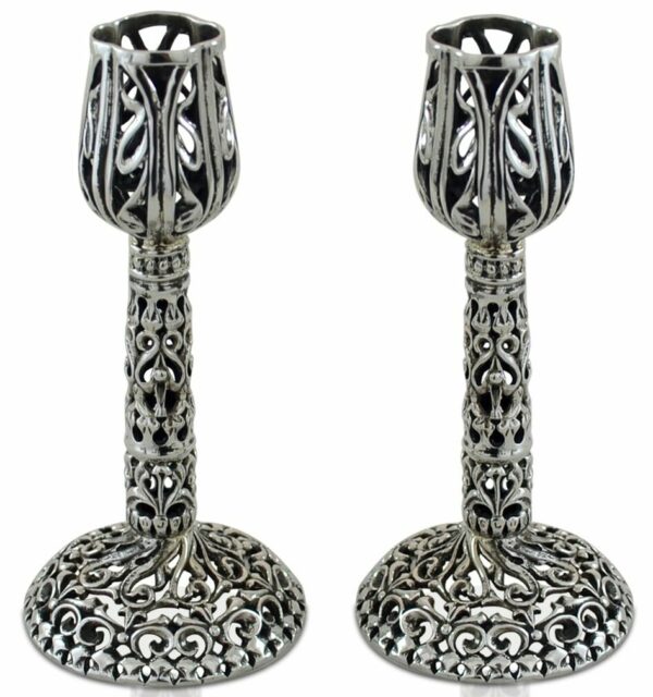 Mid-Size Sterling Silver Filigree Candlesticks