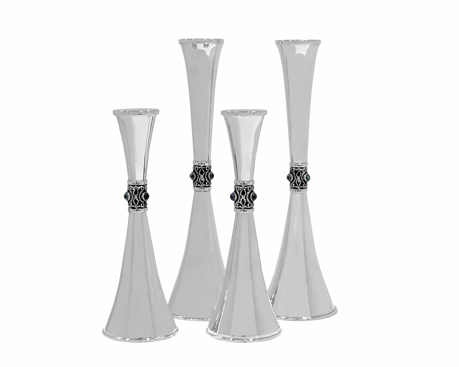 Large Sterling Silver Candlesticks with Eilat Stones
