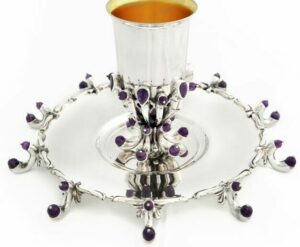 One-of-a-kind Eleveated Silver Plate with Amethyst Stones