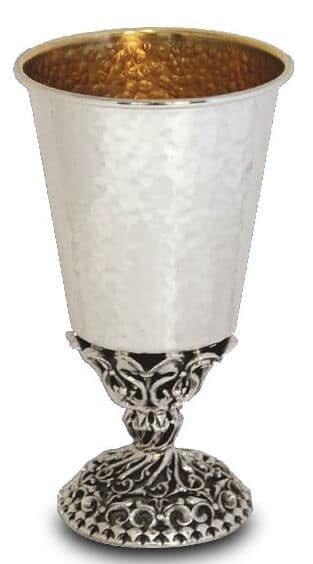 Elegant Kiddush Cup with Floral Filigree