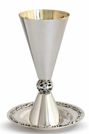 Conical Shaped Kiddush Cup with Filigree Ball