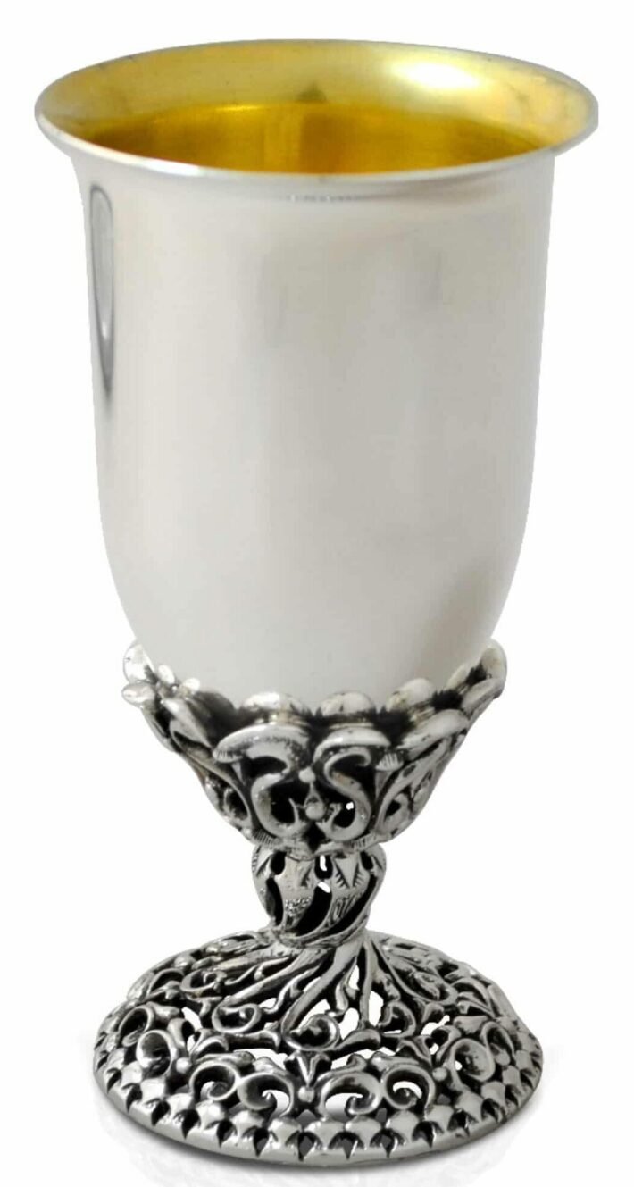 Sterling Silver Kiddush Cup with Unique Stem