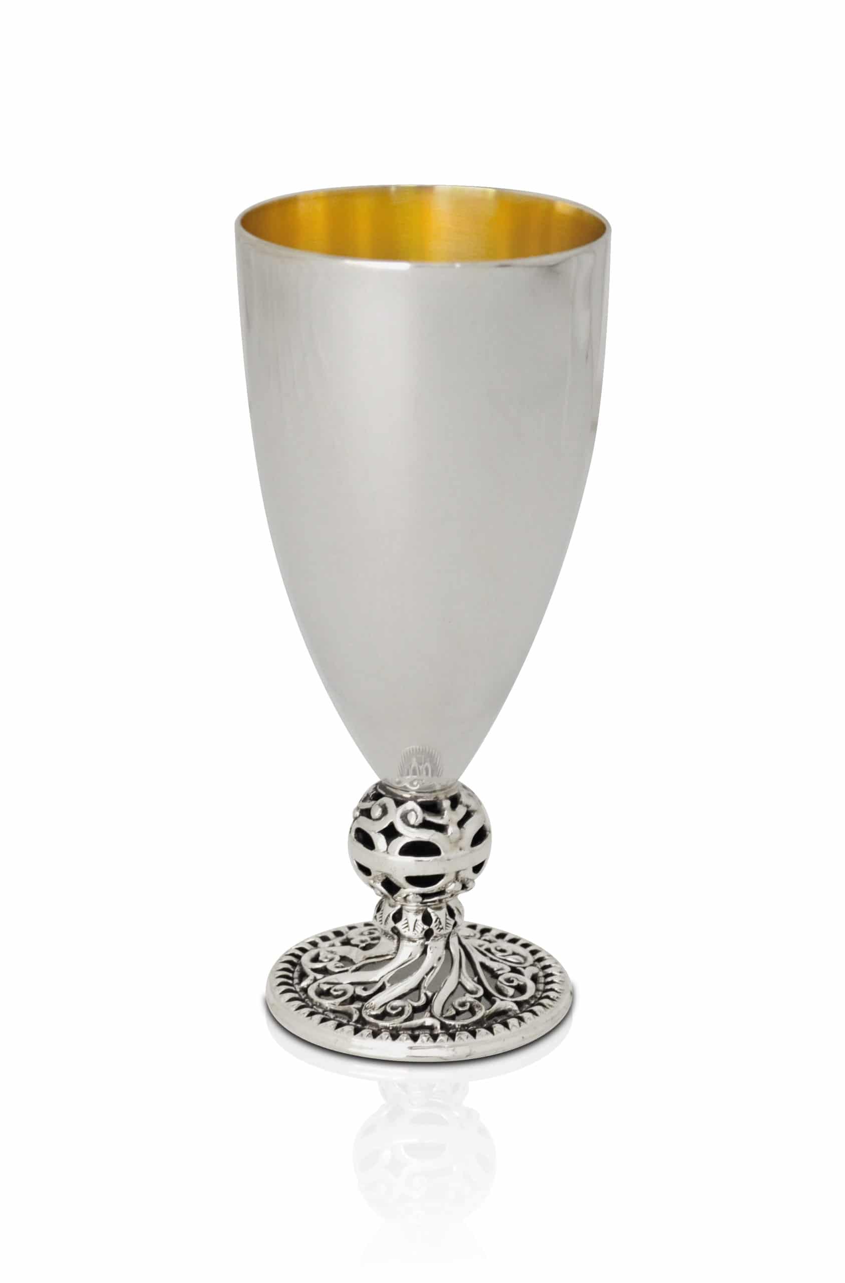 Silver Kiddush Cup with Unique Stem Leg