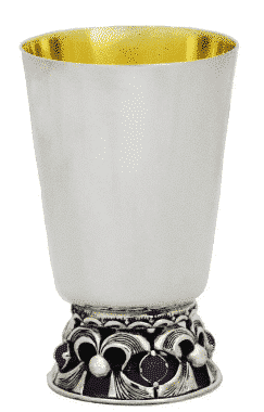 Unique Silver Kiddush Cup with Amethyst Stones