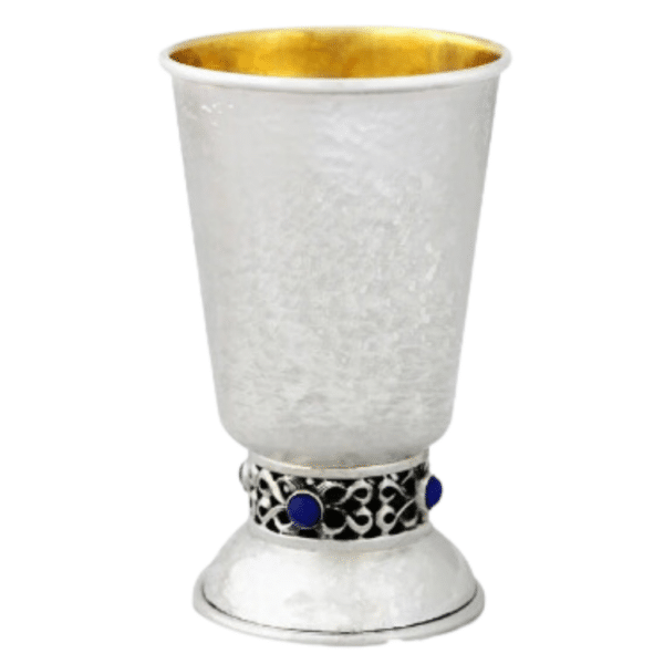 Unique 925 Sterling Silver Hammered Kiddush Cup