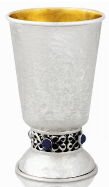 Unique 925 Sterling Silver Hammered Kiddush Cup