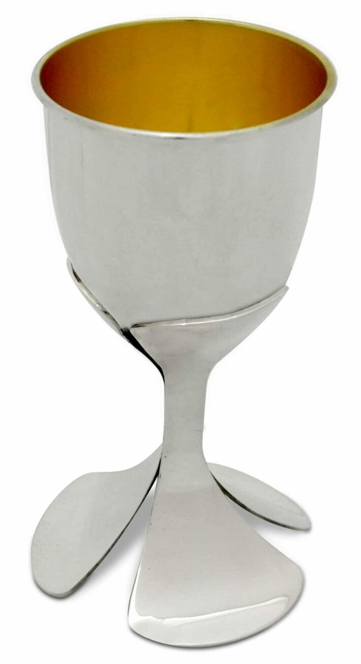 Sterling Silver Modern Floral Kiddush Cup