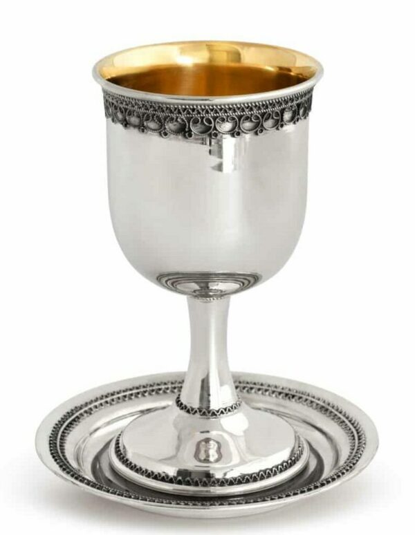 Kiddush Cup 925 Sterling Silver Yemenite filigree