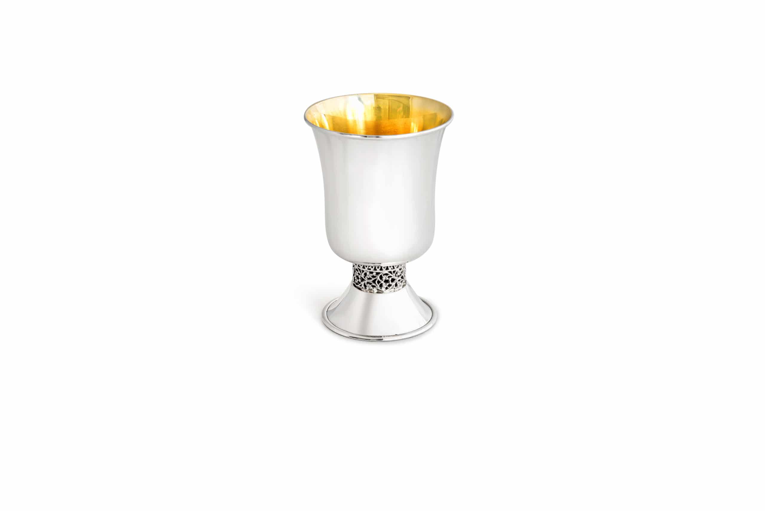 Sterling Silver Kiddush Cup with Filigree Band