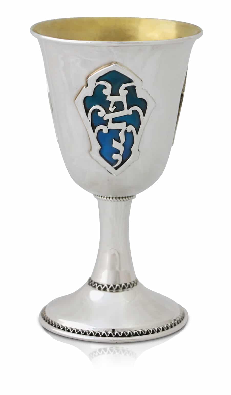 Colorful Personalized Sterling Silver Wine Goblet