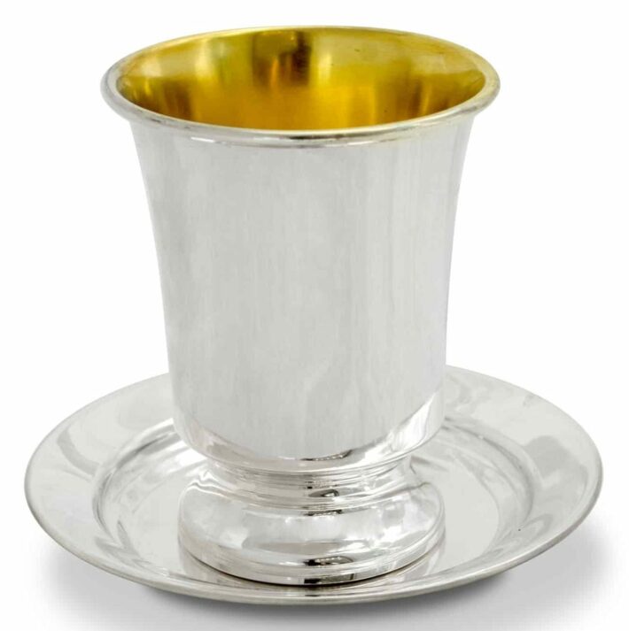 Modern 925 Sterling Silver Kiddush Cup with Personalized Engraving