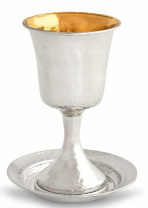 Hammered Classic Kiddush Cup with a Stem