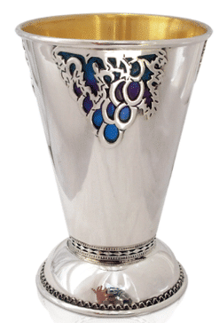 Kiddush Cup Decorated With Colorful Grapes Rim