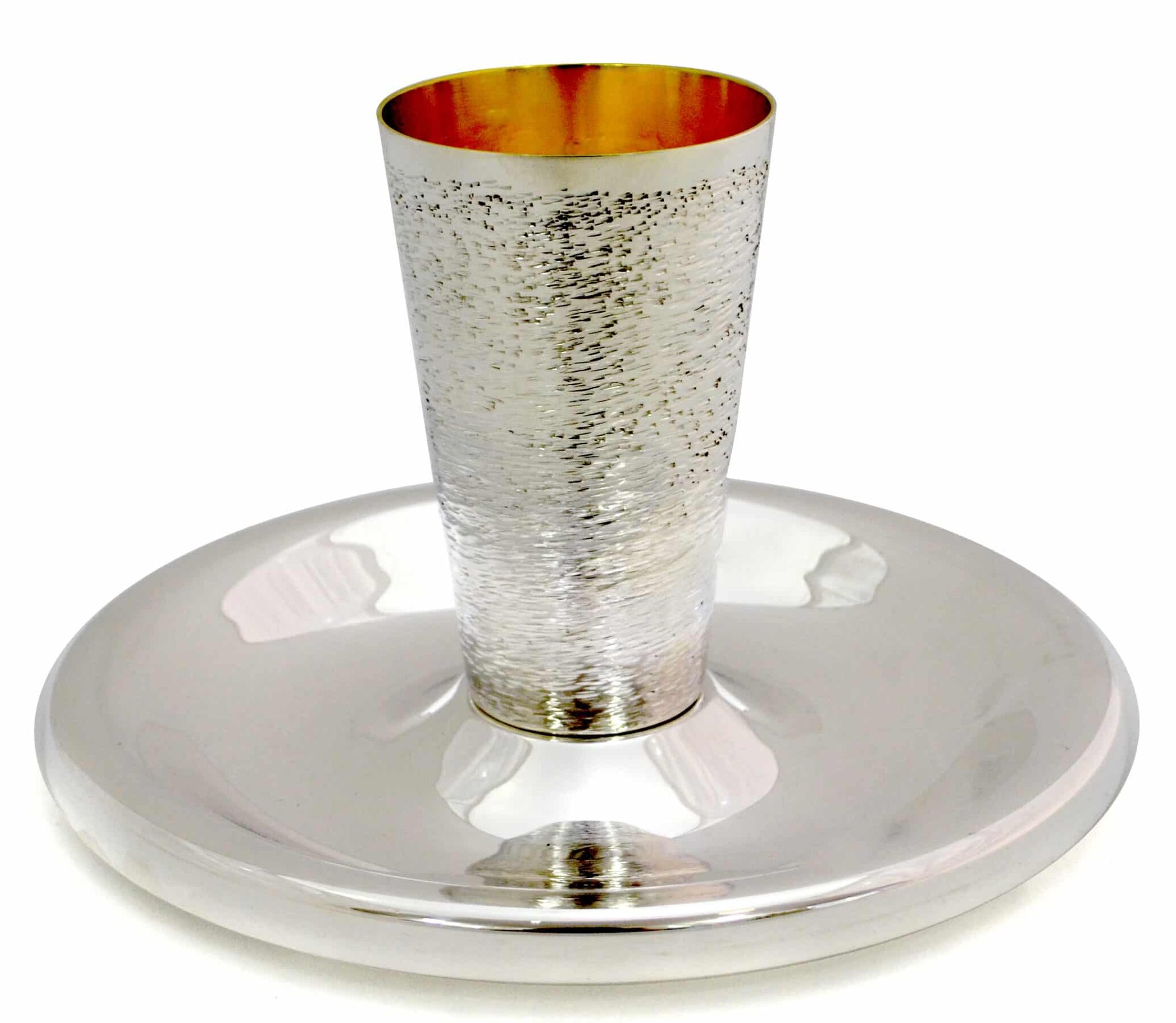 Hammered Kiddush Cup and Large Plate