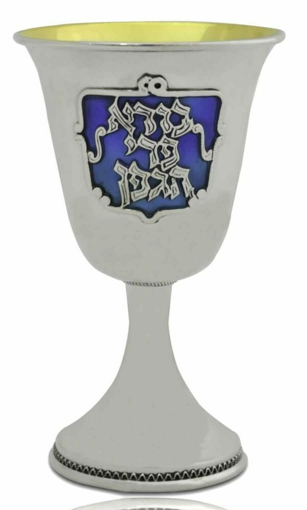 Classic Enameled Silver Kiddush Cup