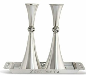 Shabbat Candlesticks With Custom Tray