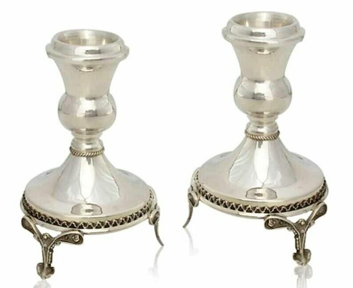 Petite 925 Sterling Silver Candlesticks with Leg