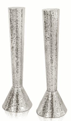 Tall Sterling Silver Smooth and Clean Look Shabbat Candlesticks