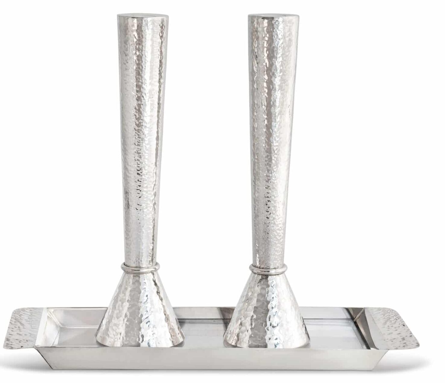 Mid Size Sterling Silver Hammered Candlesticks Set