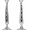 Extra Large 925 Sterling Silver Candlesticks with Colorful Enamel