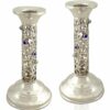 Sterling Silver Nature Inspired Candlesticks with Stone