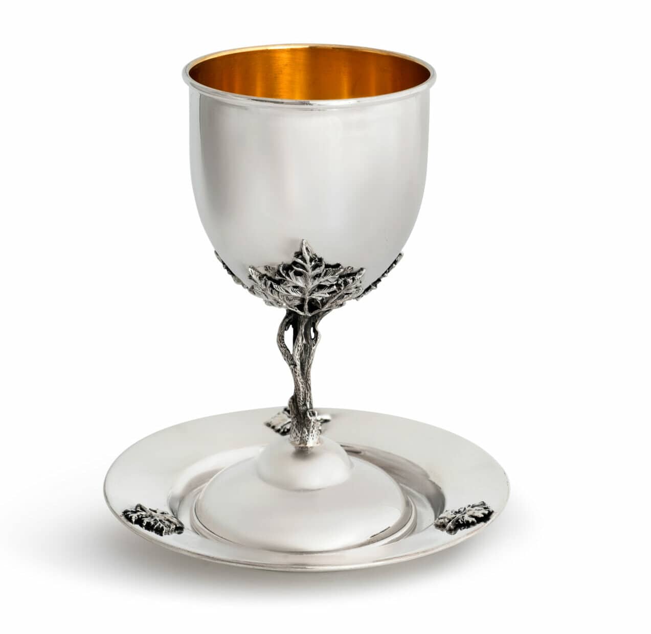 Nature-Inspired Silver Kiddush Cups.