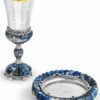 Hammered Kiddush Set with Natural Blue Onyx