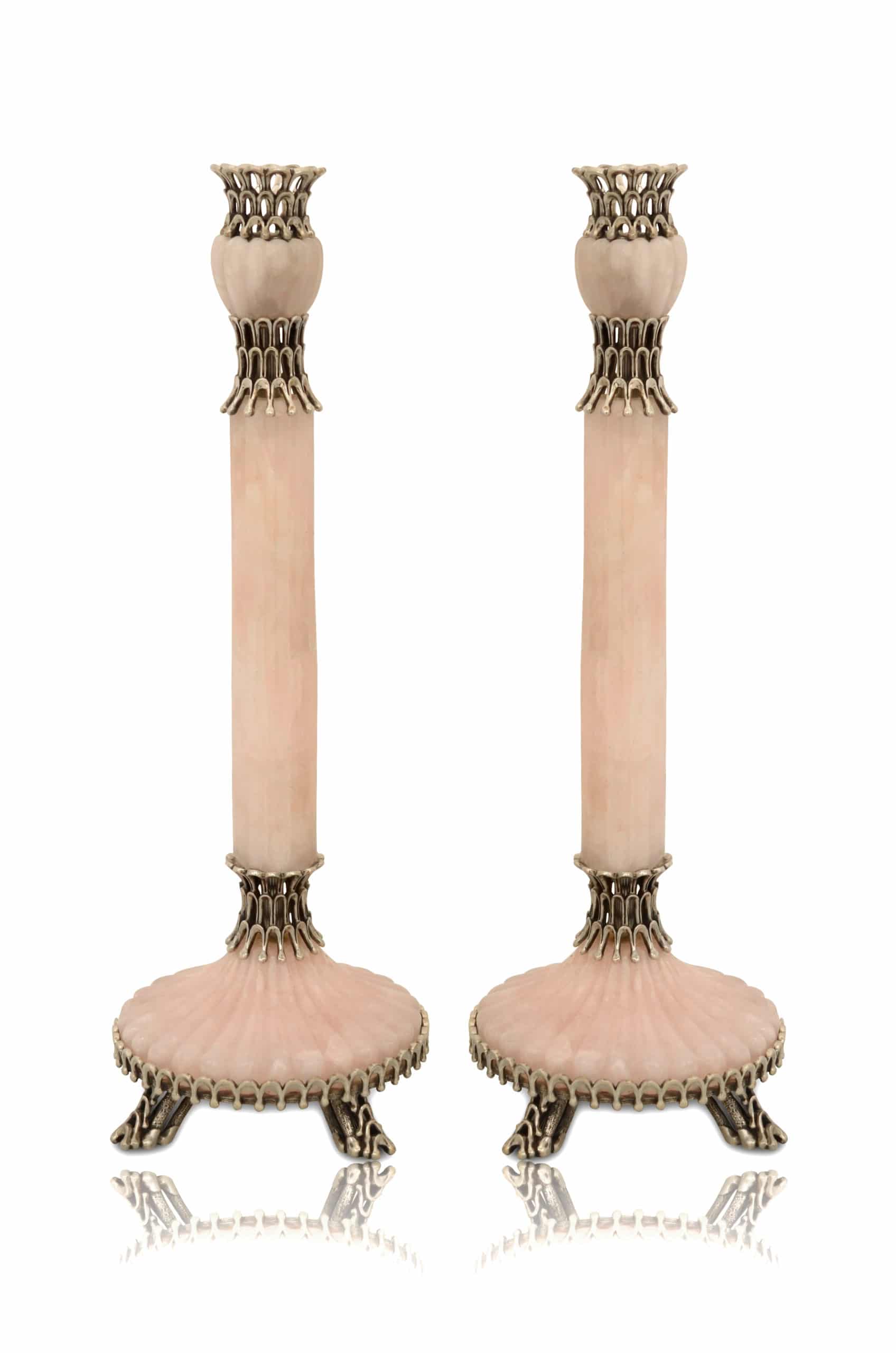 Large Sterling Silver & Onyx Candlesticks