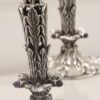 Flower Shape Sterling Silver Candlesticks with Stones